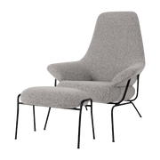 Grey woolen armchair with footstool Hai - Hem