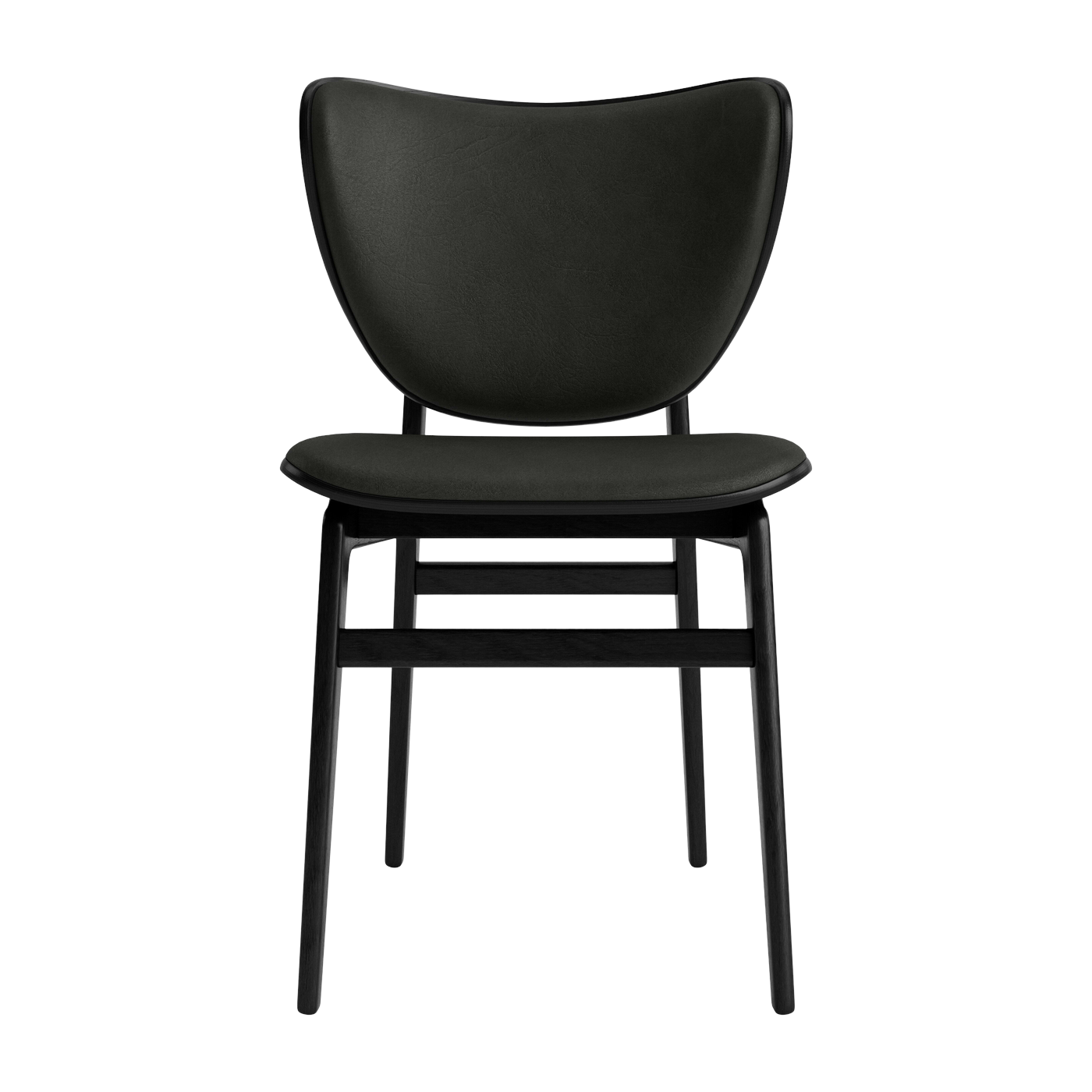 Sedia in rovere nero con rivestimento in pelle color antracite Elephant - NORR11