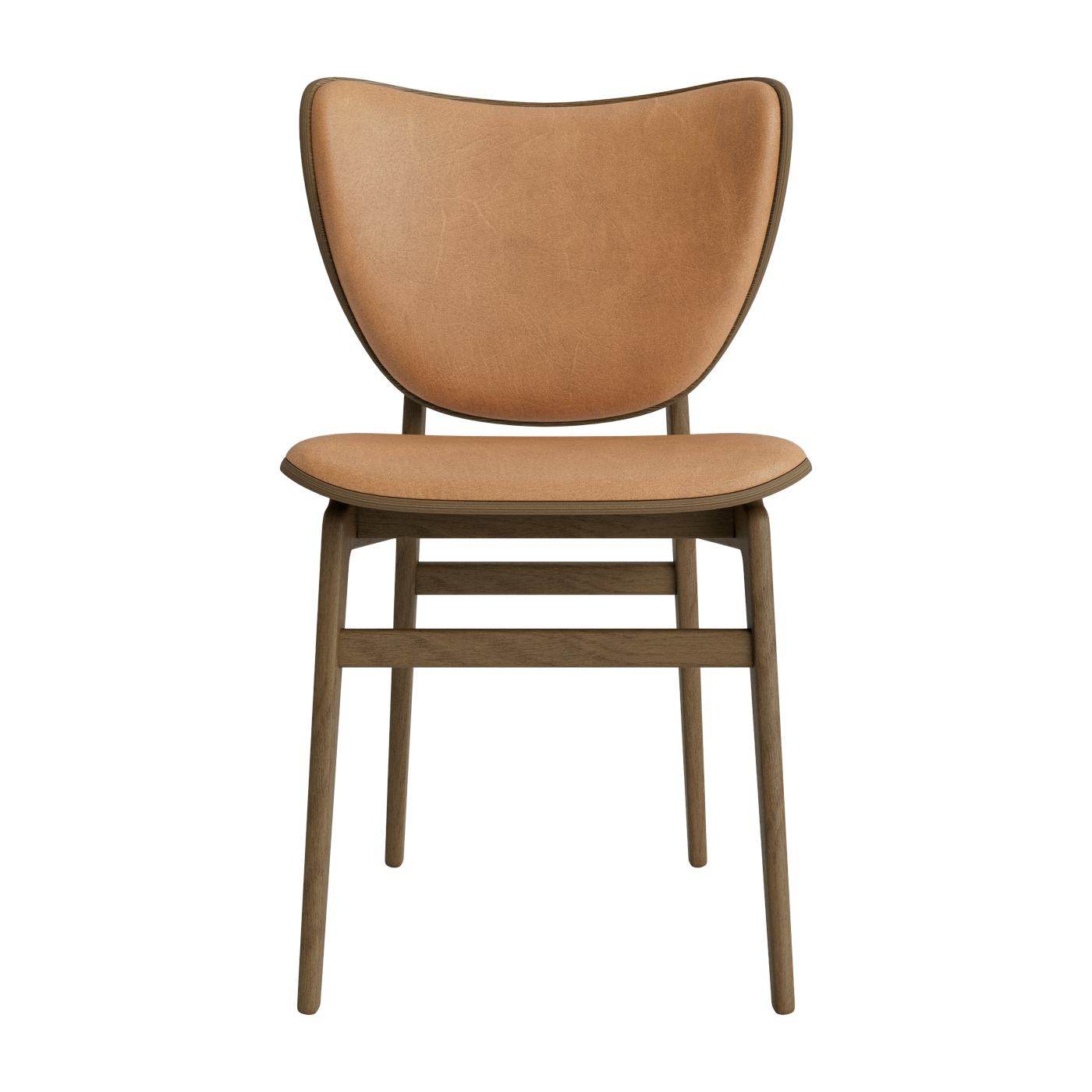 Sedia in rovere chiaro fumé con rivestimento in pelle color cammello Elephant - NORR11