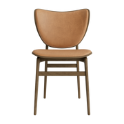 Silla de roble ahumado claro con tapicería de cuero camel Elephant - NORR11