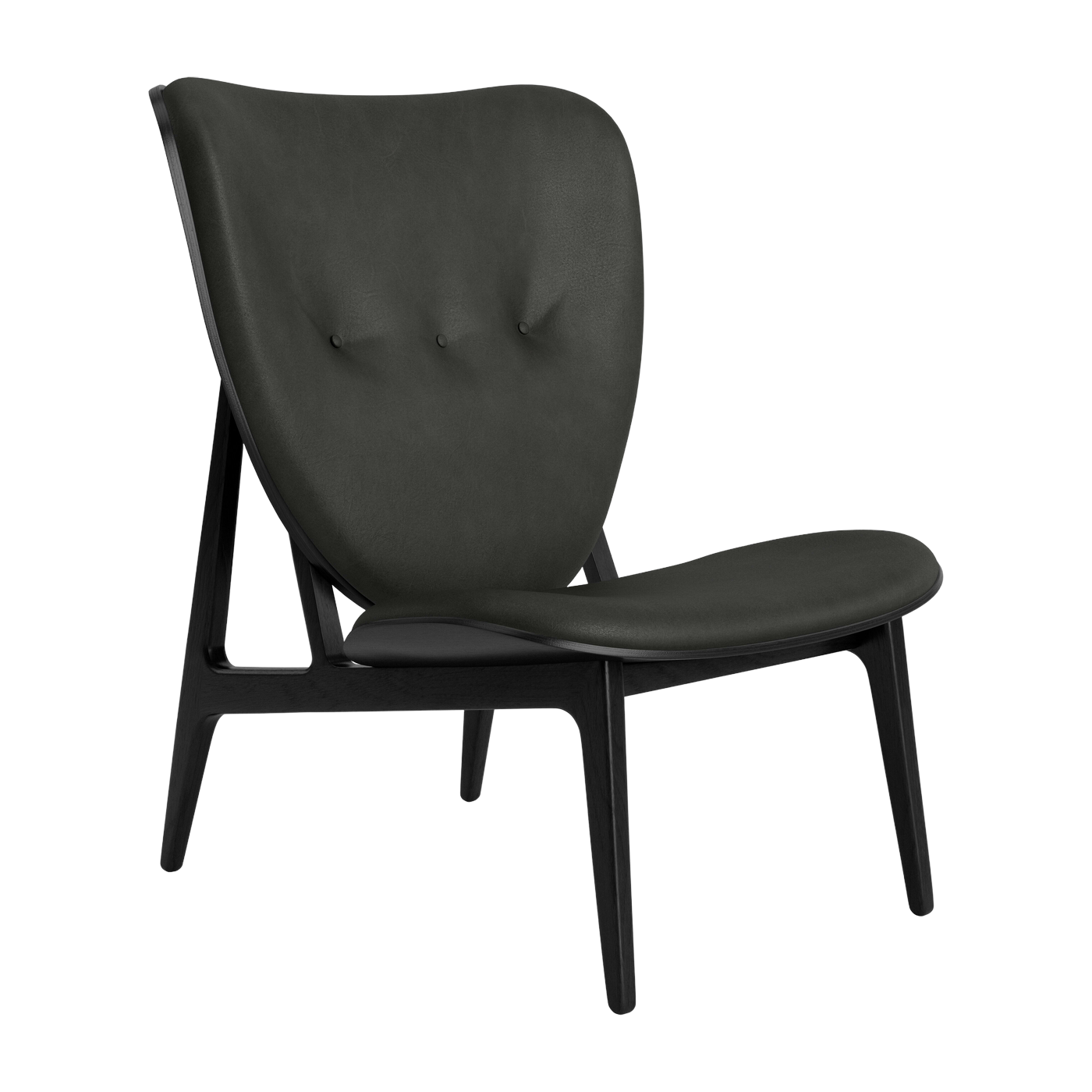 Fauteuil lounge en chêne noir avec rembourrage en cuir anthracite Elephant - NORR11