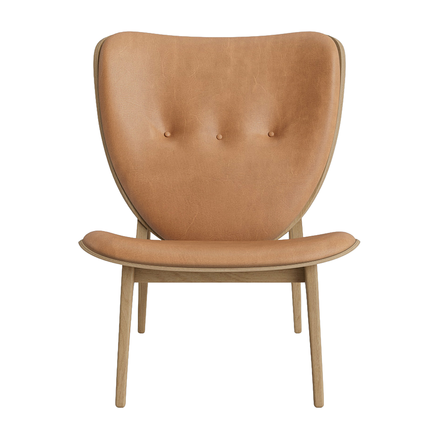 Sillón de roble natural con tapicería de piel de camello Elephant - NORR11