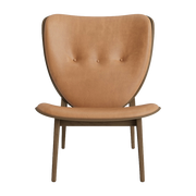 Fauteuil lounge en chêne fumé clair avec rembourrage en cuir camel Elephant - NORR11