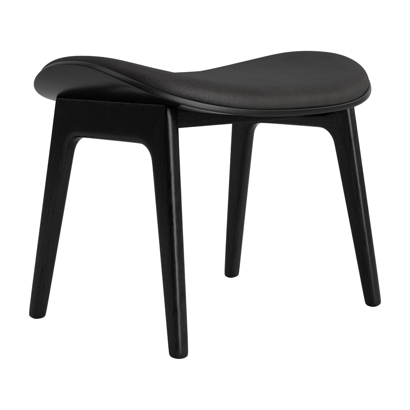 Tabouret lounge en chêne noir et rembourrage en cuir anthracite Elephant - NORR11