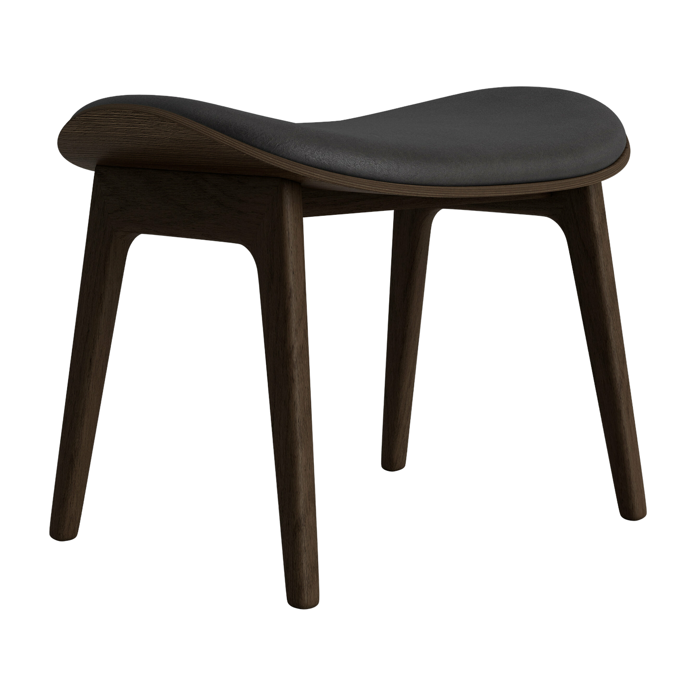 Tabouret lounge en chêne fumé et rembourrage en cuir anthracite Elephant - NORR11