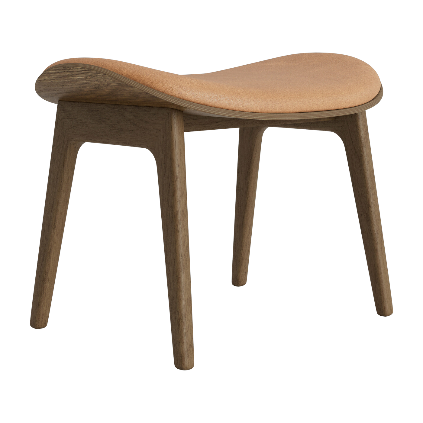 Tabouret lounge en chêne fumé clair et rembourrage en cuir camel Elephant - NORR11