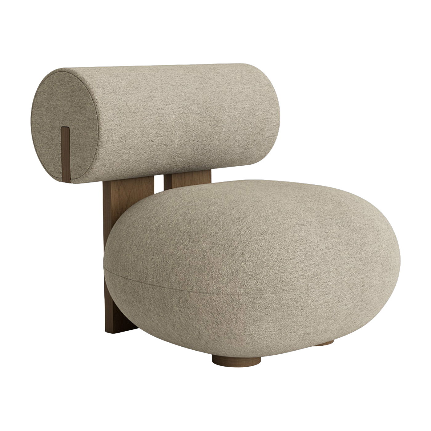Sillón en roble ahumado claro con tapicera en tela rizada Barnum Col 3 Hippo Lounge - NORR11