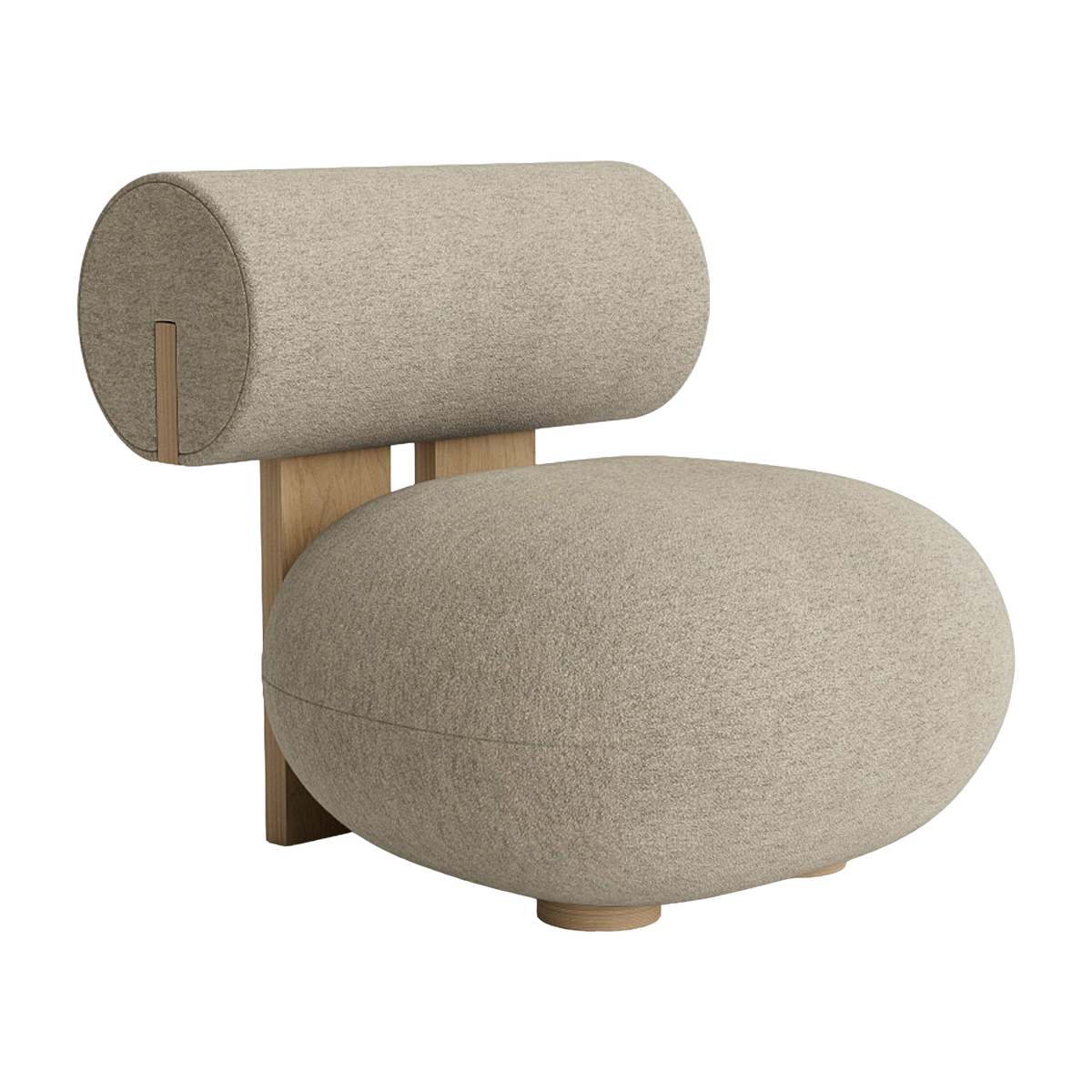 Sillón de roble natural con tapicería de tela rizada Barnum Col 3 Hippo Lounge - NORR11