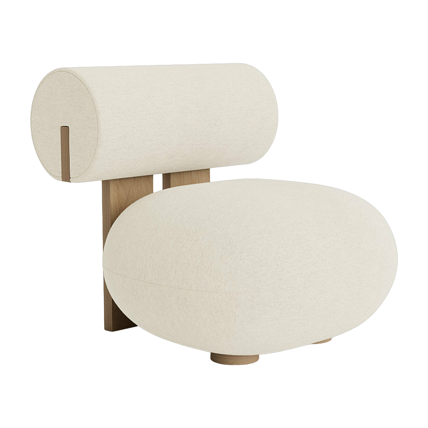 Sillón de roble natural con tapicería de tela rizada Barnum Col 24 Hippo Lounge - NORR11