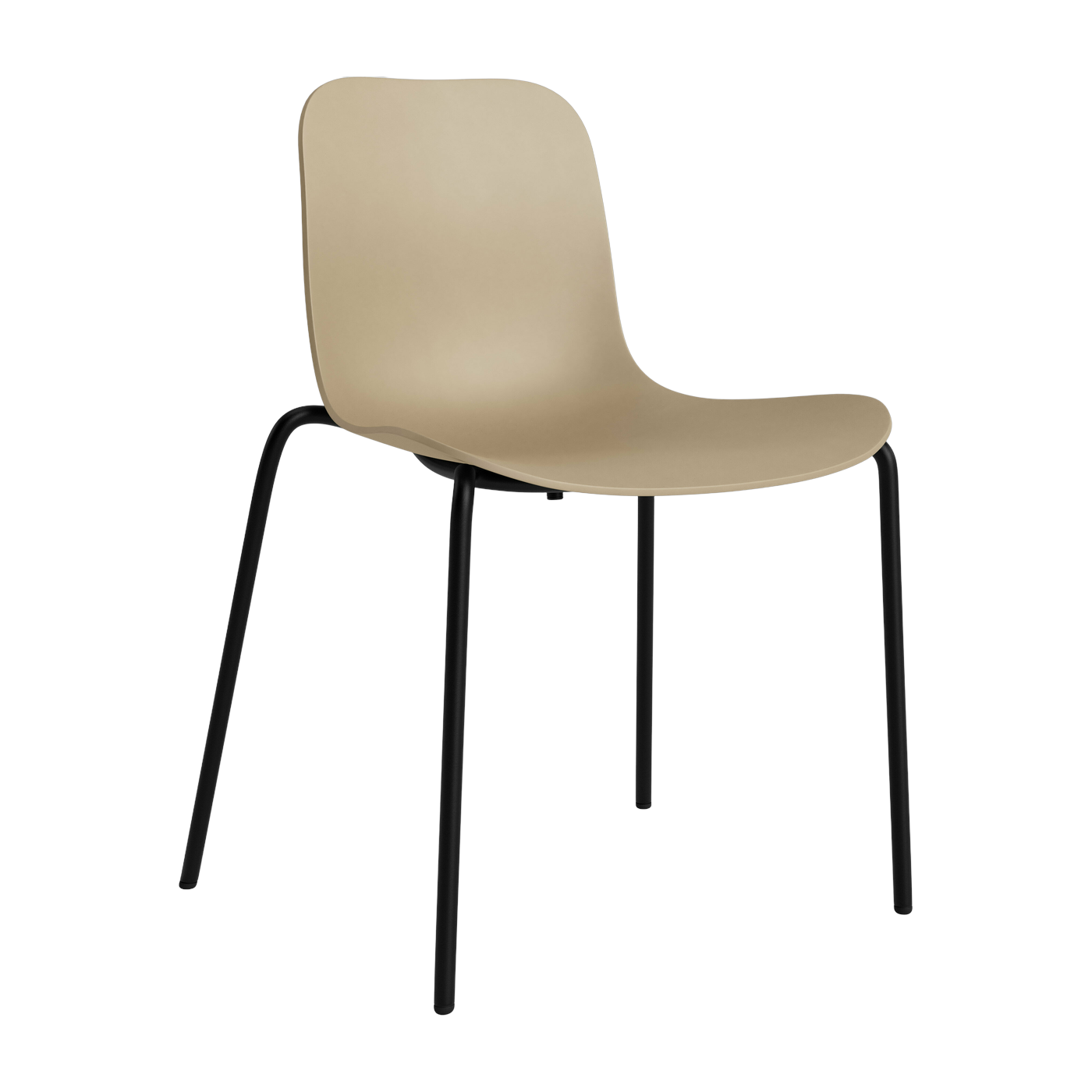 Silla de aluminio negro y asiento de polipropileno beige Langue - NORR11