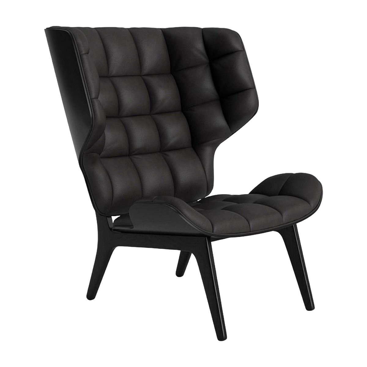 Black oak chair with anthracite leather upholstery Mammoth - NORR11
