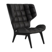Fauteuil en chêne noir et rembourrage en cuir anthracite Mammoth - NORR11