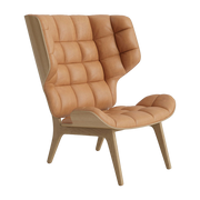 Sillón de roble natural y tapicería de cuero camel Mammoth - NORR11