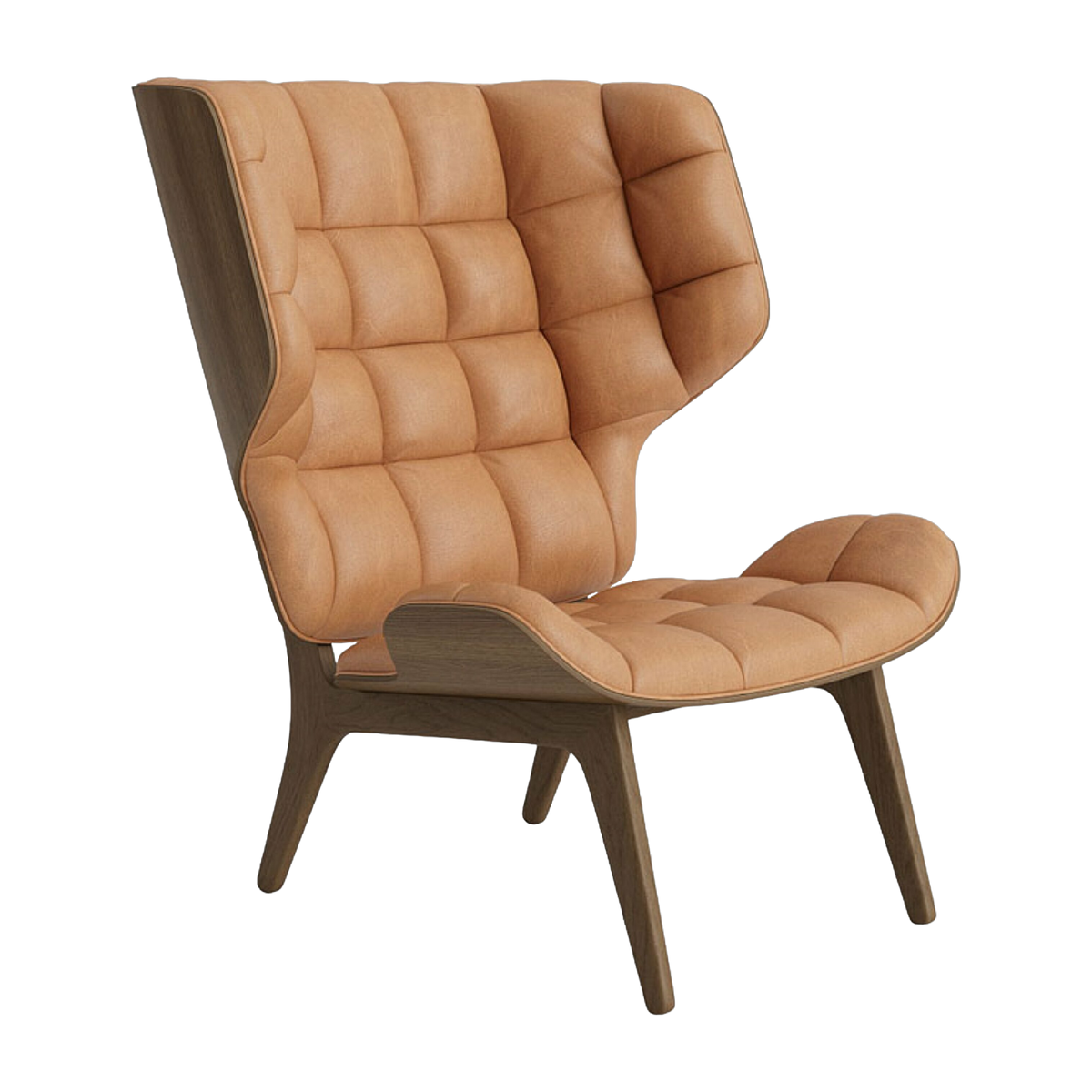 Chair in light smoked oak and camel leather upholstery Mammoth - NORR11
