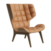 Chair in light smoked oak and camel leather upholstery Mammoth - NORR11