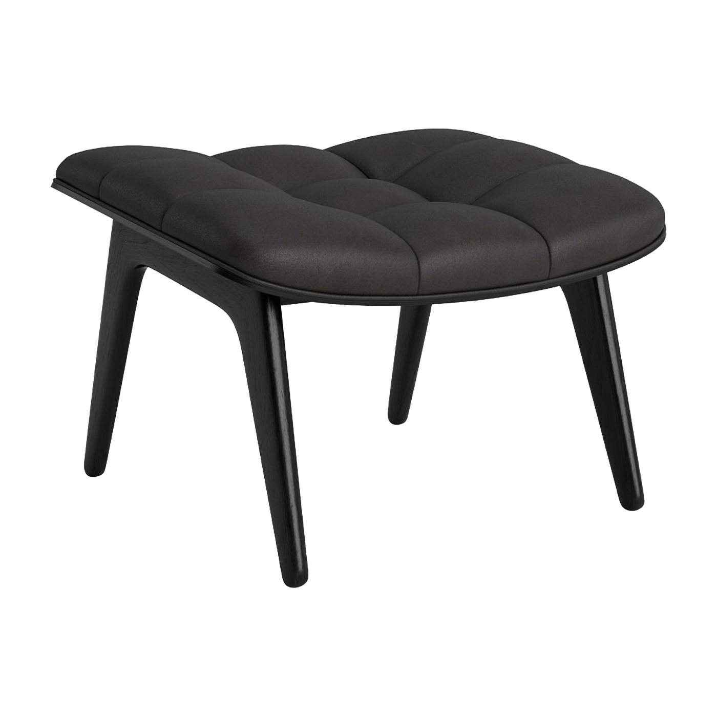 Black oak and charcoal leather upholstered footrest Mammoth - NORR11