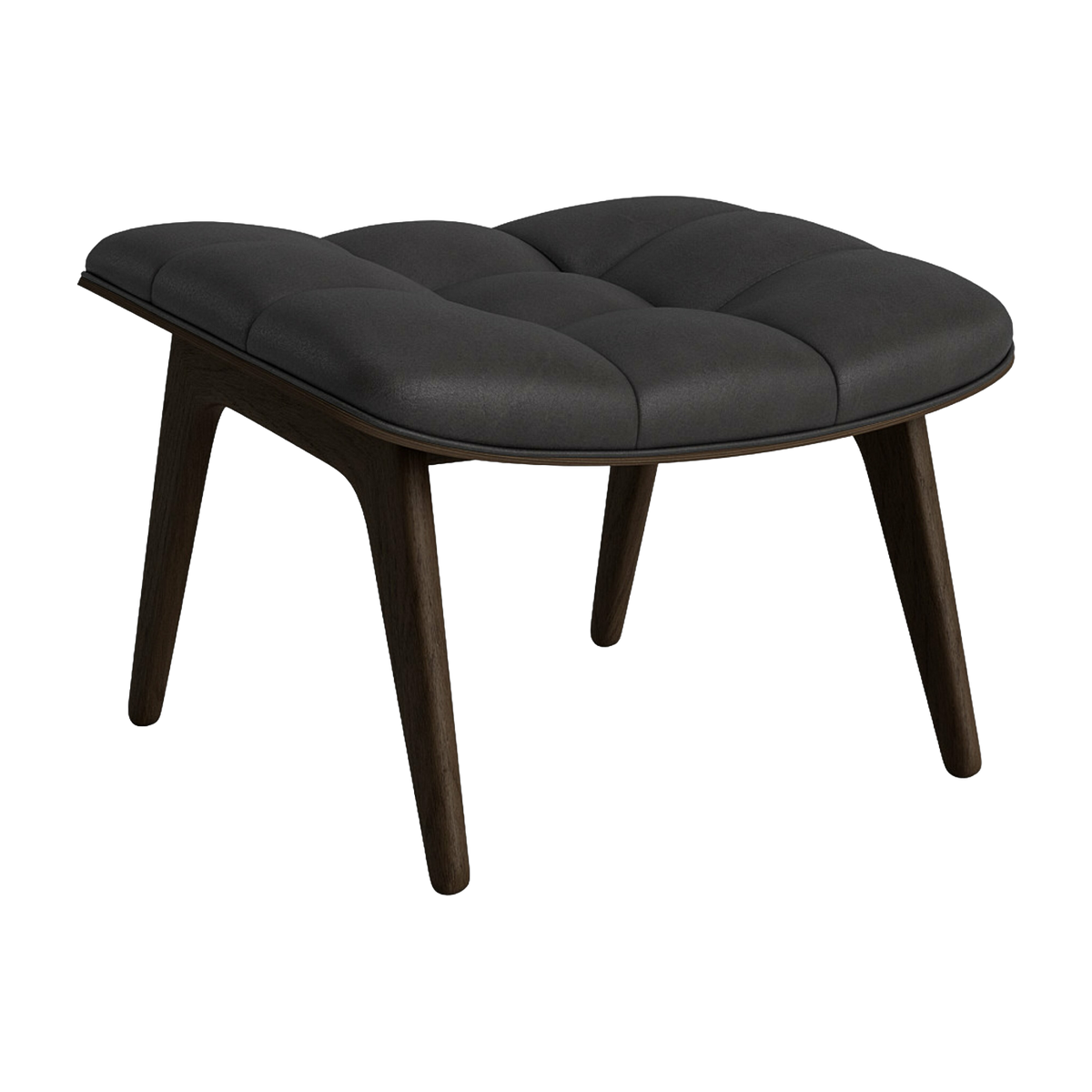 Smoked oak footrest with charcoal leather upholstery Mammoth - NORR11