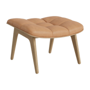 Repose pieds en chêne naturel et rembourrage en cuir camel Mammoth - NORR11