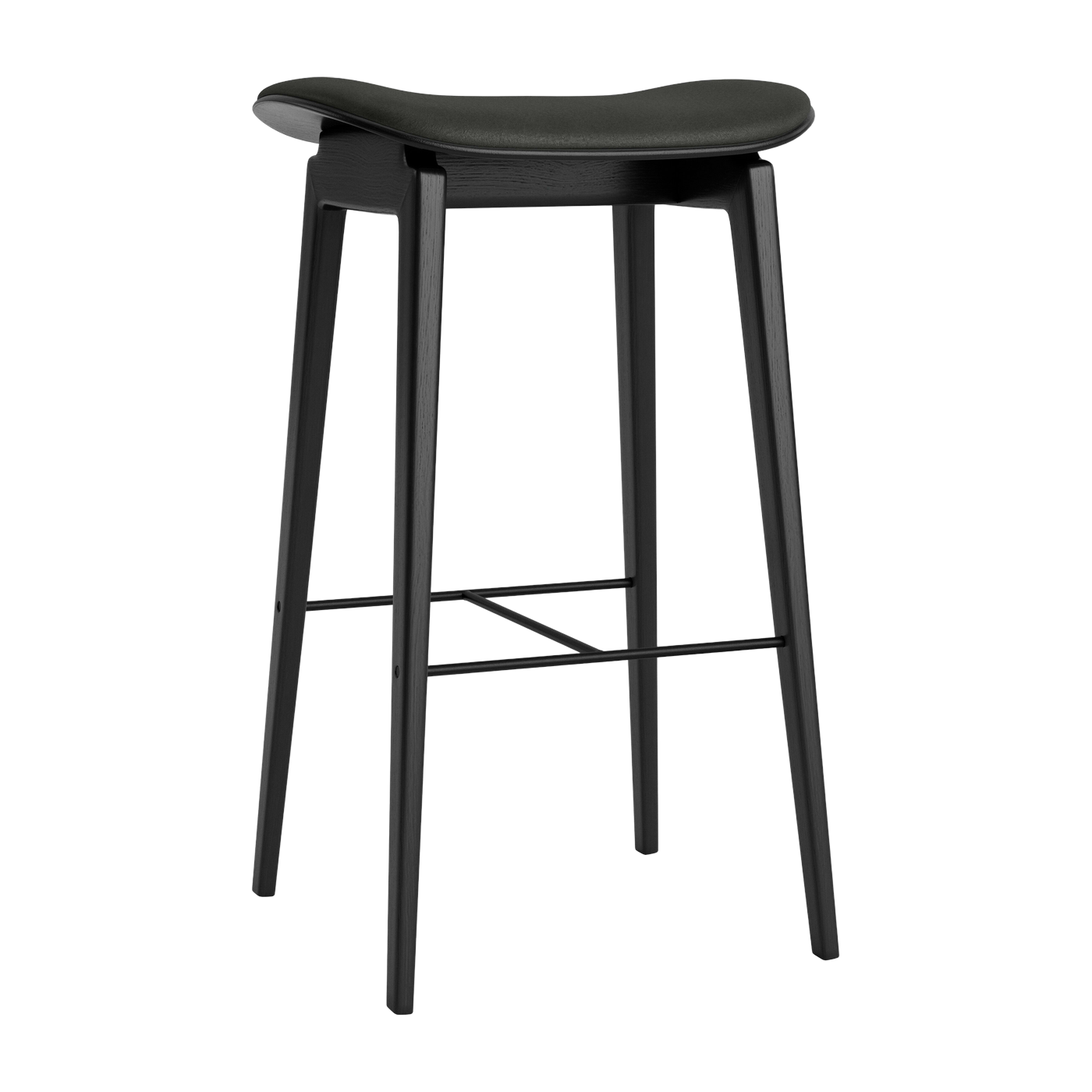 Sgabello da bar in rovere nero e rivestimento in pelle color antracite 75 cm NY11 - NORR11