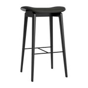 Bar stool in black oak and anthracite leather upholstery 75 cm NY11 - NORR11