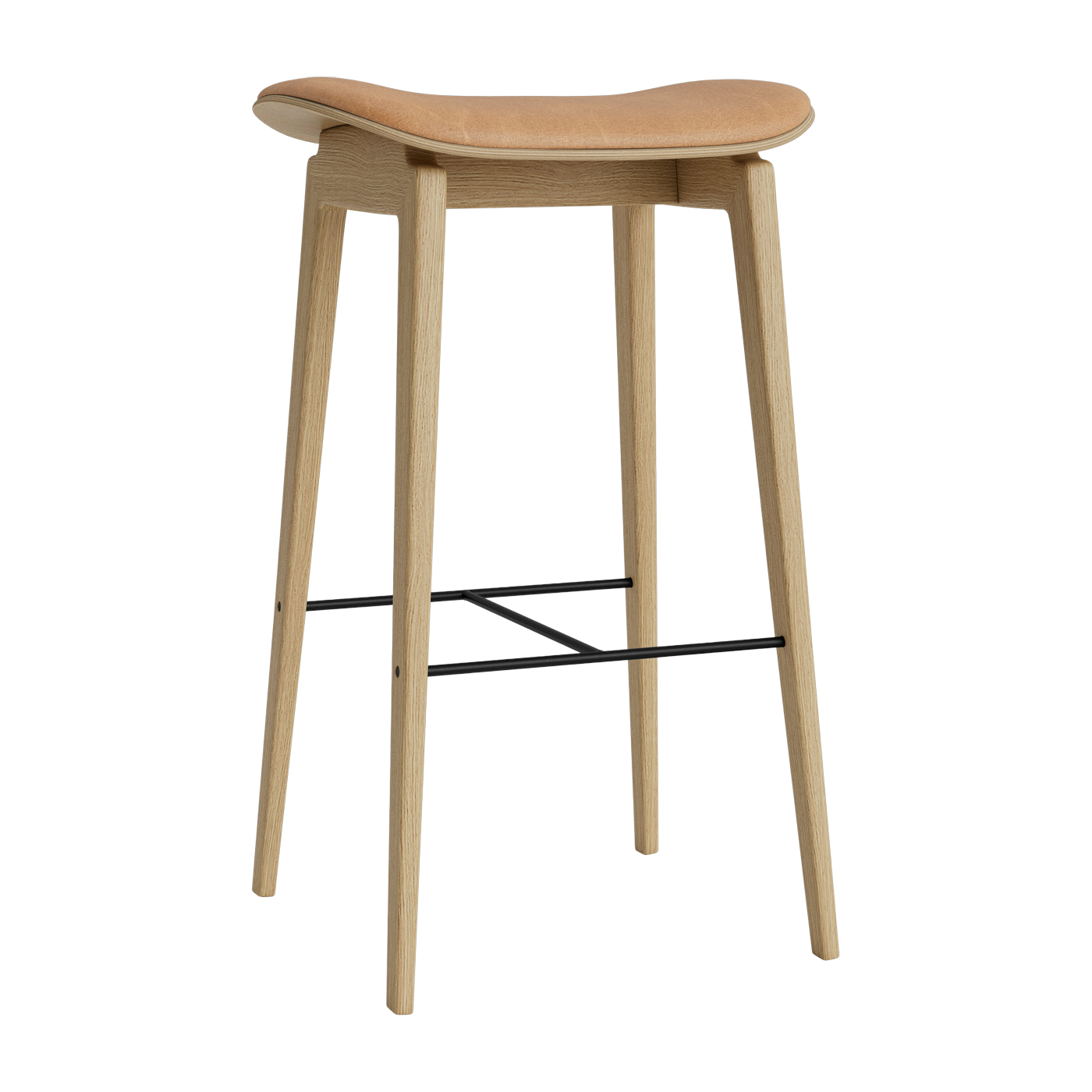 Sgabello da bar in rovere naturale e rivestimento in cammello 75 cm NY11 - NORR11