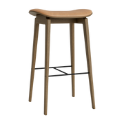 Barhocker aus hell geräucherter Eiche und Lederpolsterung in Camel 65 cm NY11 - -. NORR11