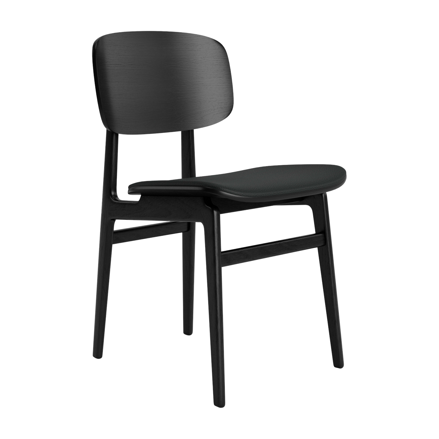 Sedia in rovere nero con rivestimento in pelle nera NY11 - NORR11