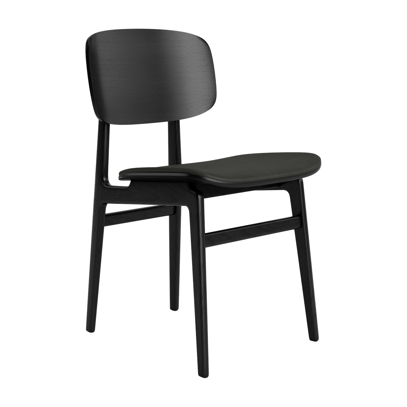 Sedia in rovere nero con rivestimento in pelle color antracite NY11 - NORR11