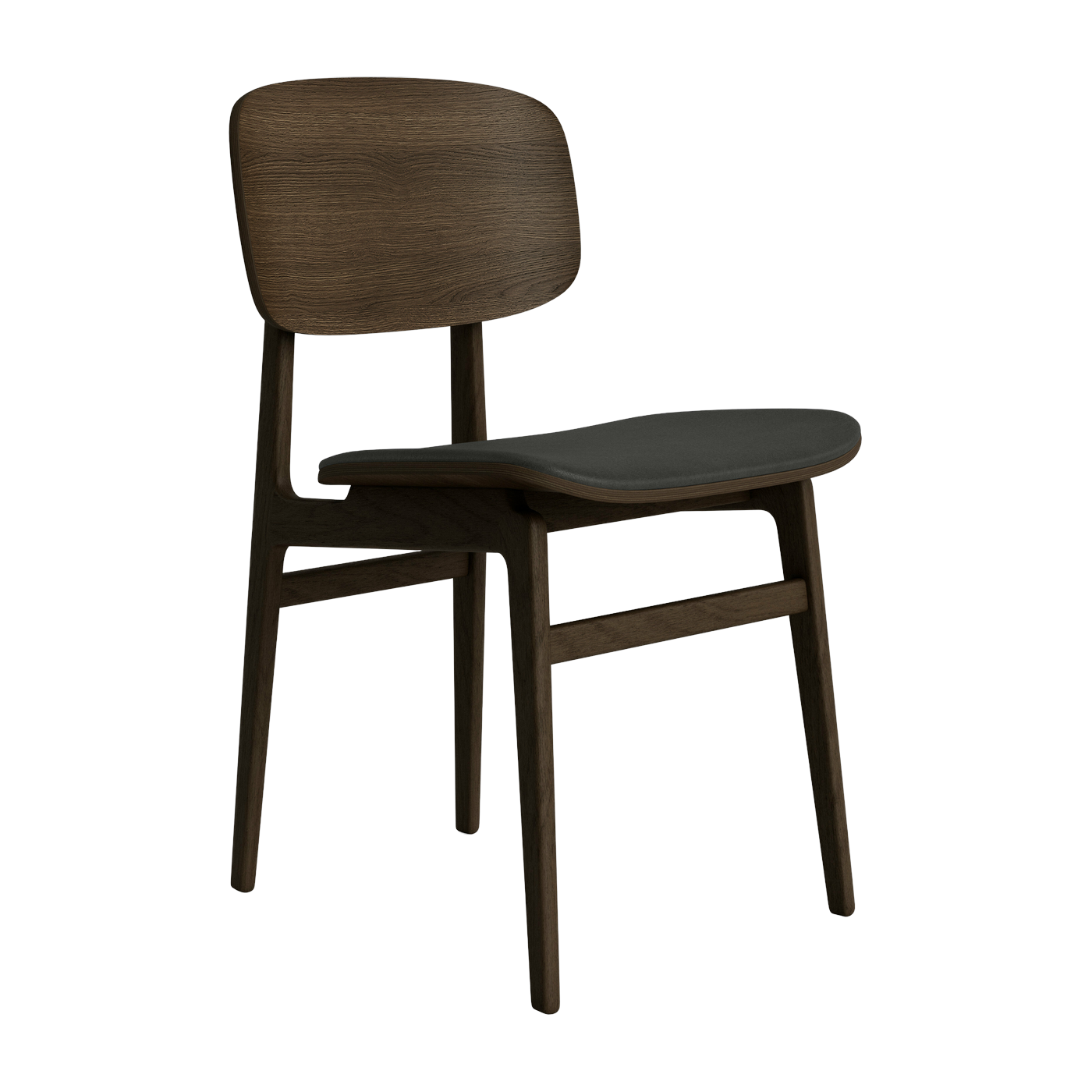 Sedia in rovere fumé con rivestimento in pelle color antracite NY11 - NORR11