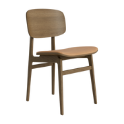 Chair in light smoked oak and camel leather upholstery NY11 - NORR11