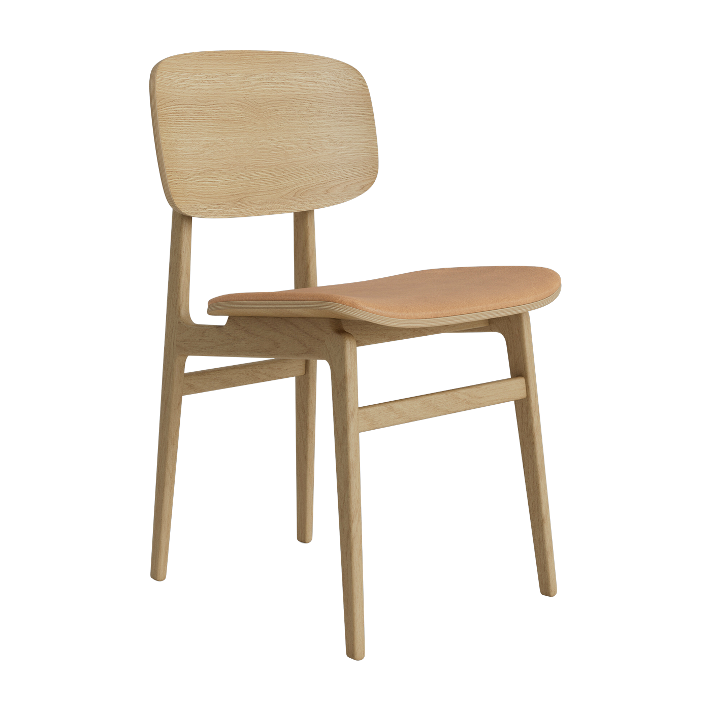 Sedia in rovere naturale con imbottitura in pelle di cammello NY11 - NORR11