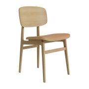 Silla de roble natural con tapicería de cuero camel NY11 - NORR11