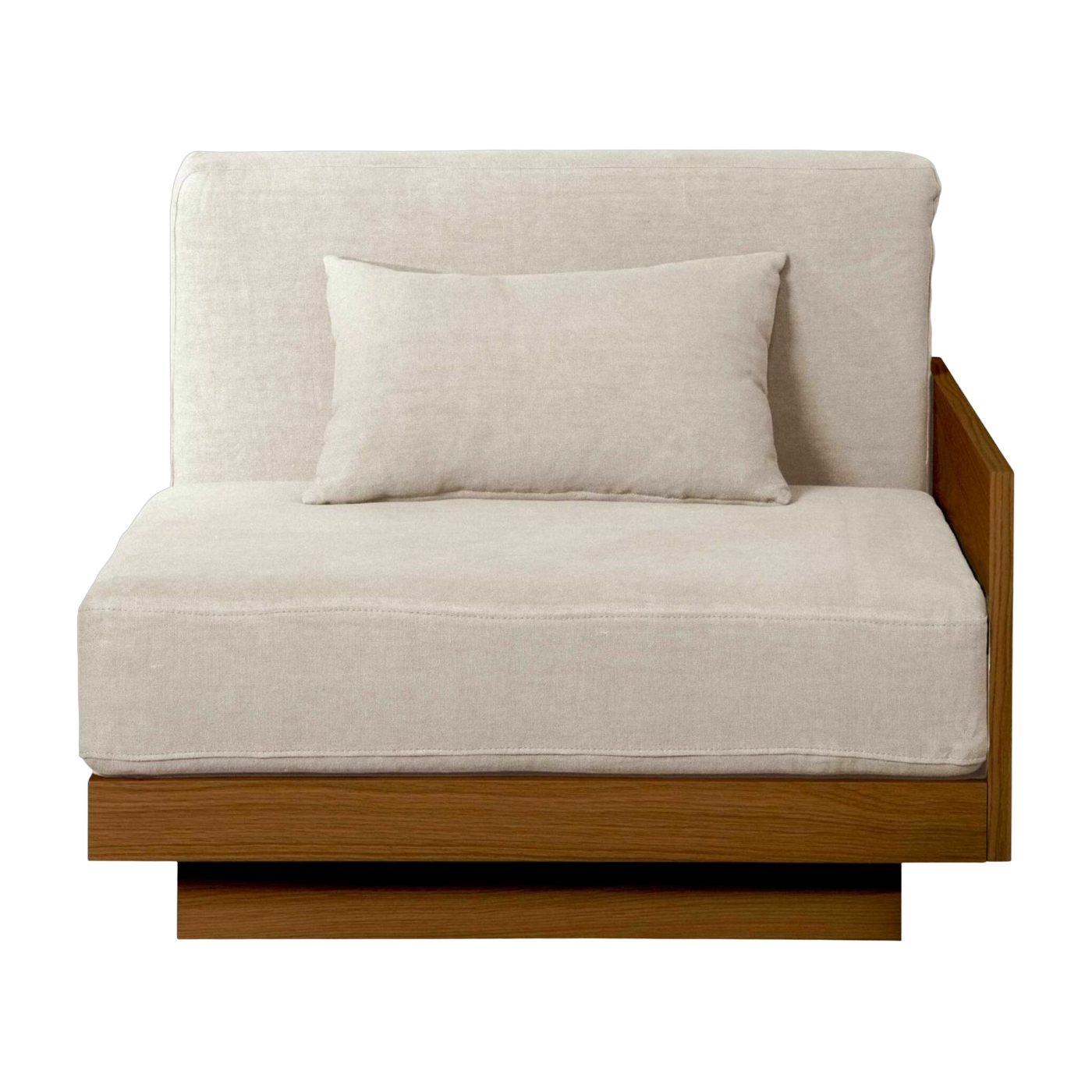 Modulo bracciolo in Iroko con rivestimento in tessuto color crema Georges - Gabrielle Paris
