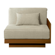Modulo con bracciolo per esterni in Iroko e tessuto naturale Georges - Gabrielle Paris