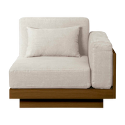 Grand armrest module in Iroko with cream fabric cover Georges - Gabrielle Paris