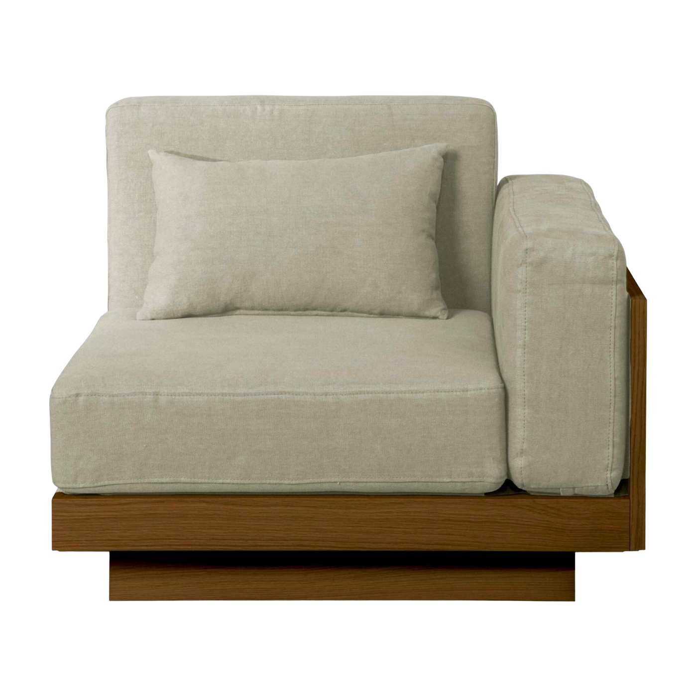 Grand modulo con bracciolo da esterno in Iroko e tessuto naturale Georges - Gabrielle Paris