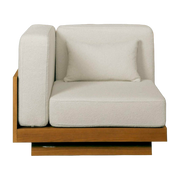 Fauteuil d'angle d'extérieur en Iroko et bouclette Crème Georges - Gabrielle Paris