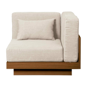Sessel von angle aus Iroko mit cremefarbenem Stoffbezug Georges - -. Gabrielle Paris