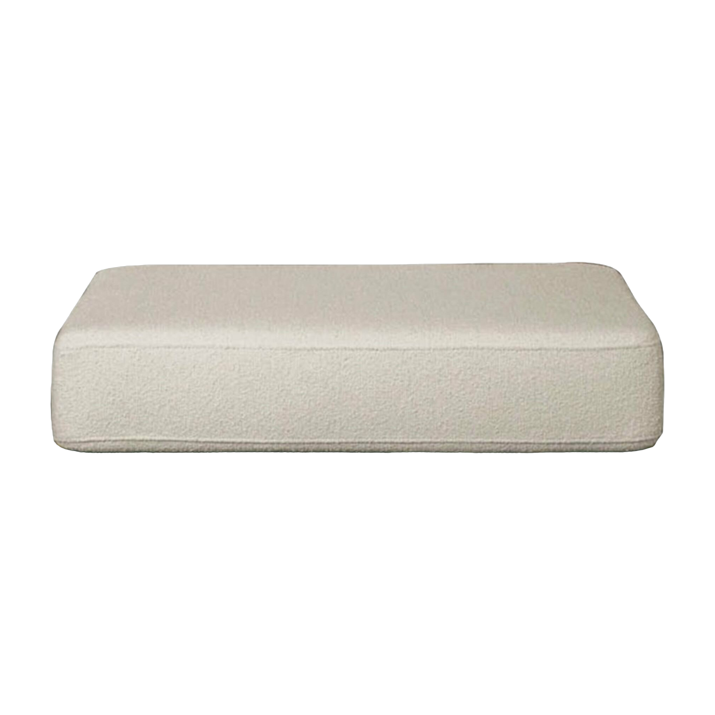 Pouf d'extérieur en Iroko et bouclette Crème Georges - Gabrielle Paris