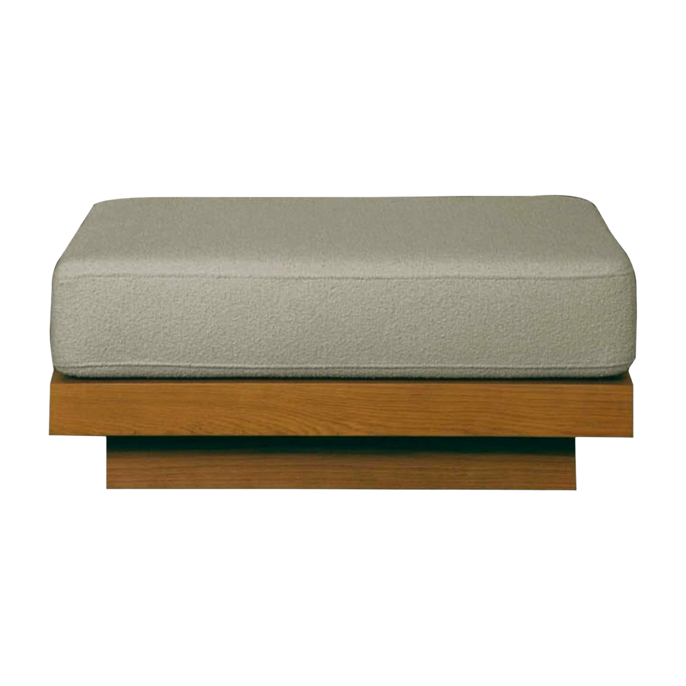 Pouf d'extérieur en Iroko et bouclette Naturel Georges - Gabrielle Paris