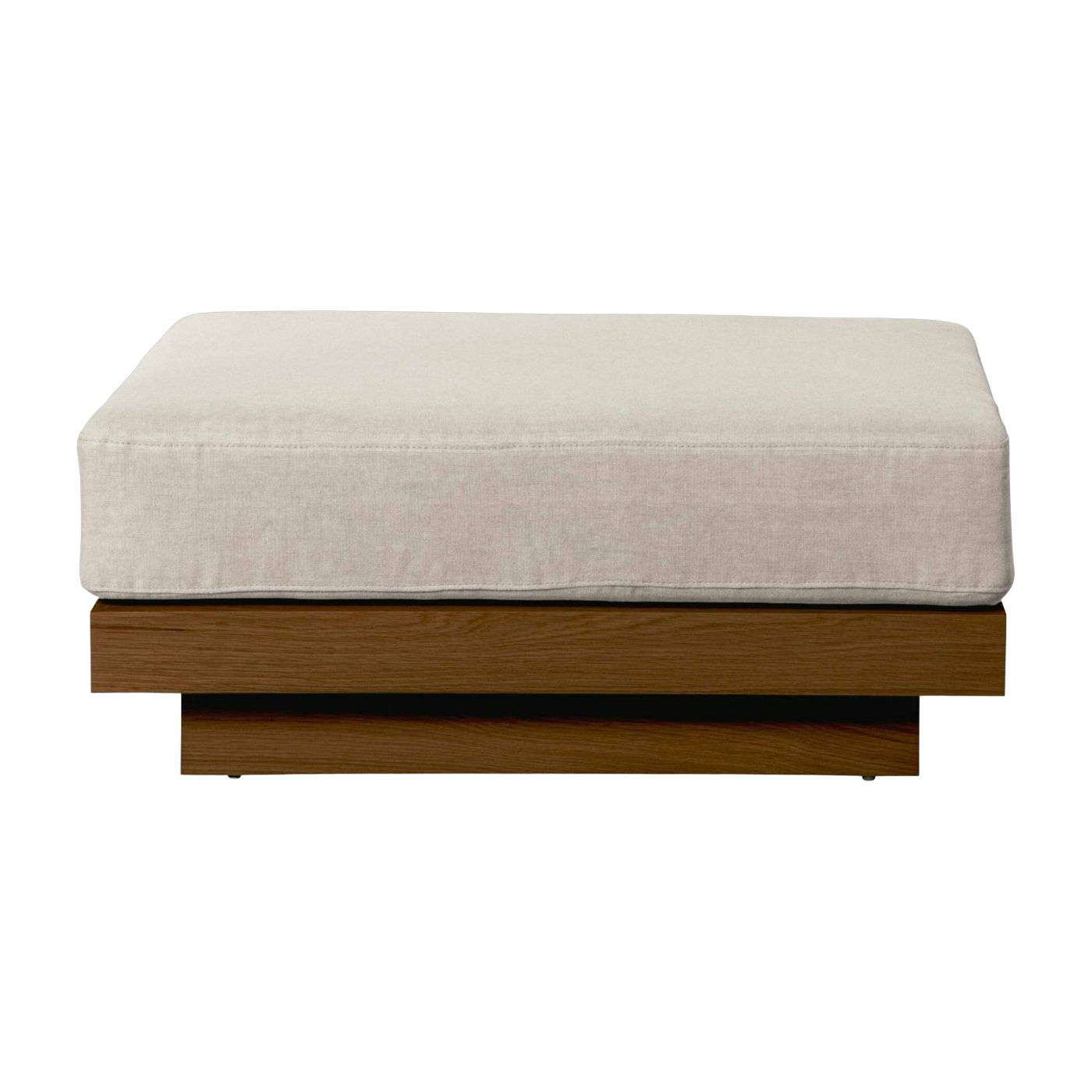 Pouf d'extérieur en Iroko et toile Crème Georges - Gabrielle Paris