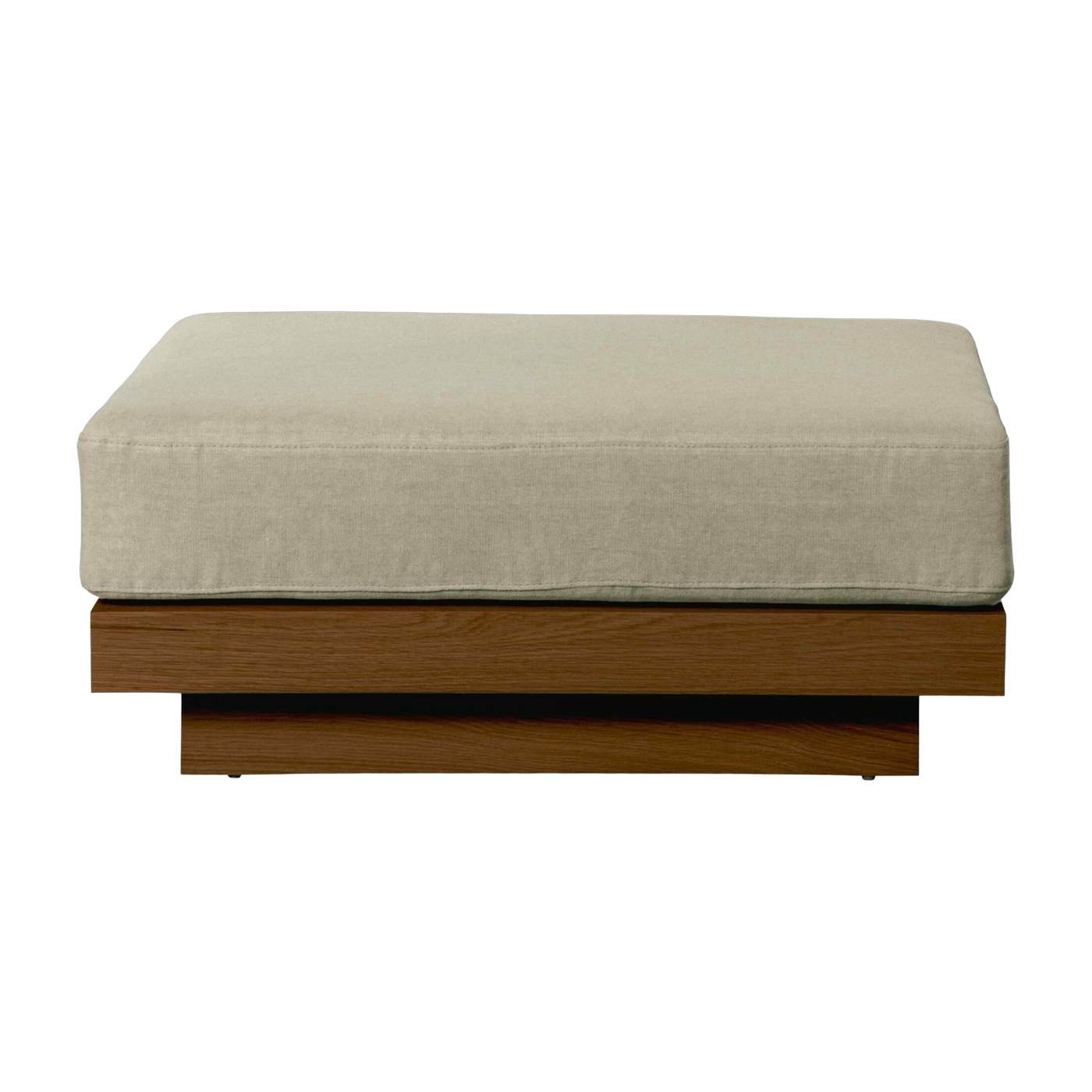 Pouf d'extérieur en Iroko et toile Naturel Georges - Gabrielle Paris