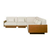 Divano da esterno 5 posti in Iroko bouclette Crema Georges L' Angle - Gabrielle Paris