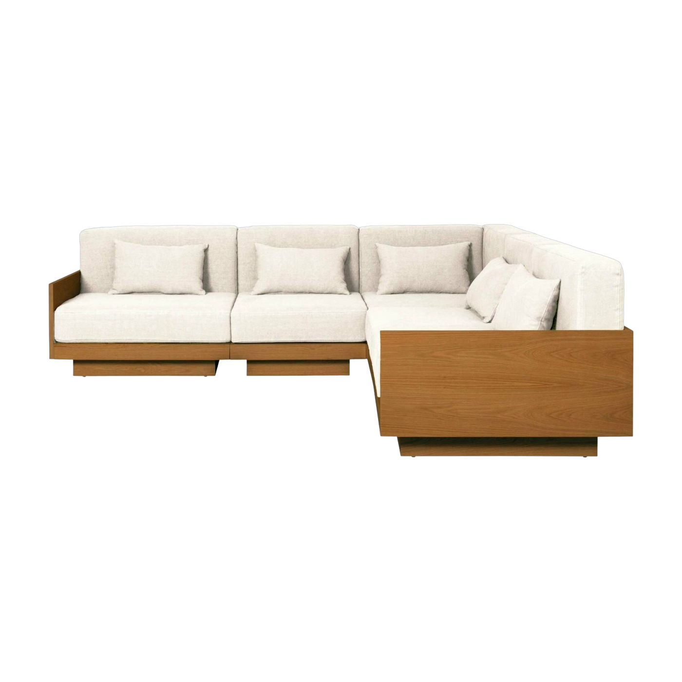 Sofá de exterior 5 plazas en Iroko y lona crema Georges L' angle - Gabrielle Paris