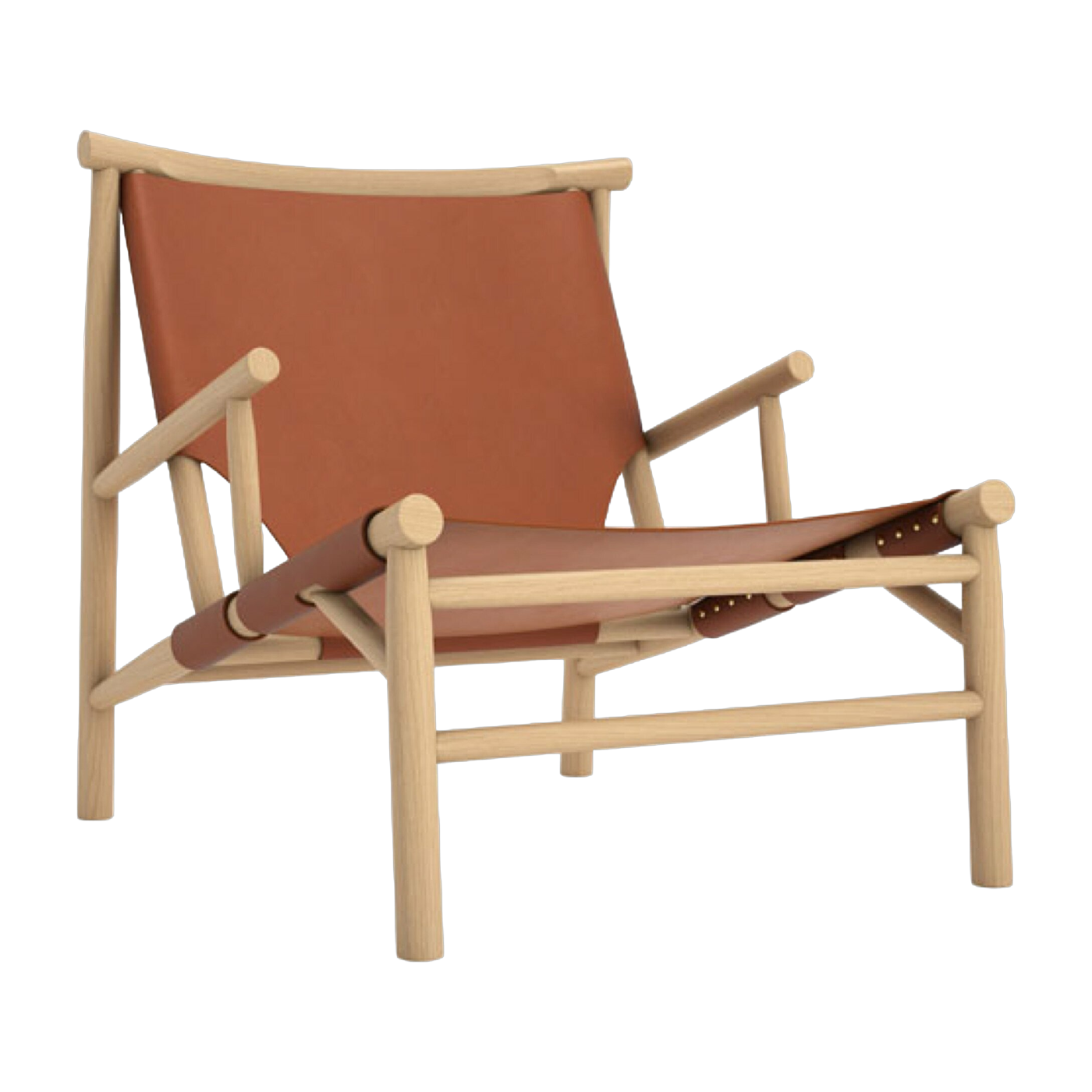 Fauteuil en chêne naturel et cuir cognac Samurai - NORR11