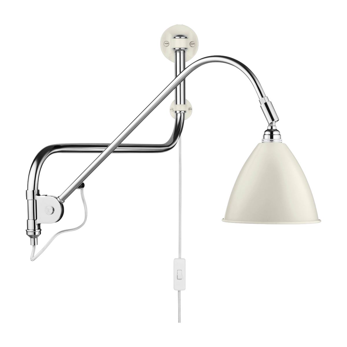 Lampe murale blanche base argenté en laiton BL10 - Gubi