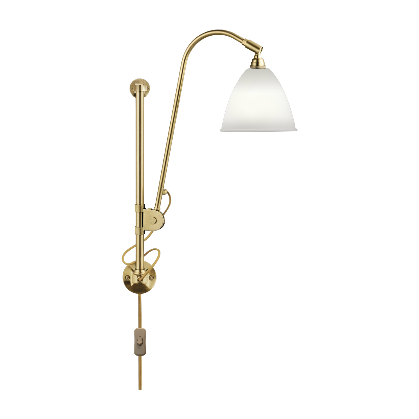 Cremefarbene base goldene Wandlampe aus Messing BL5 -. Gubi