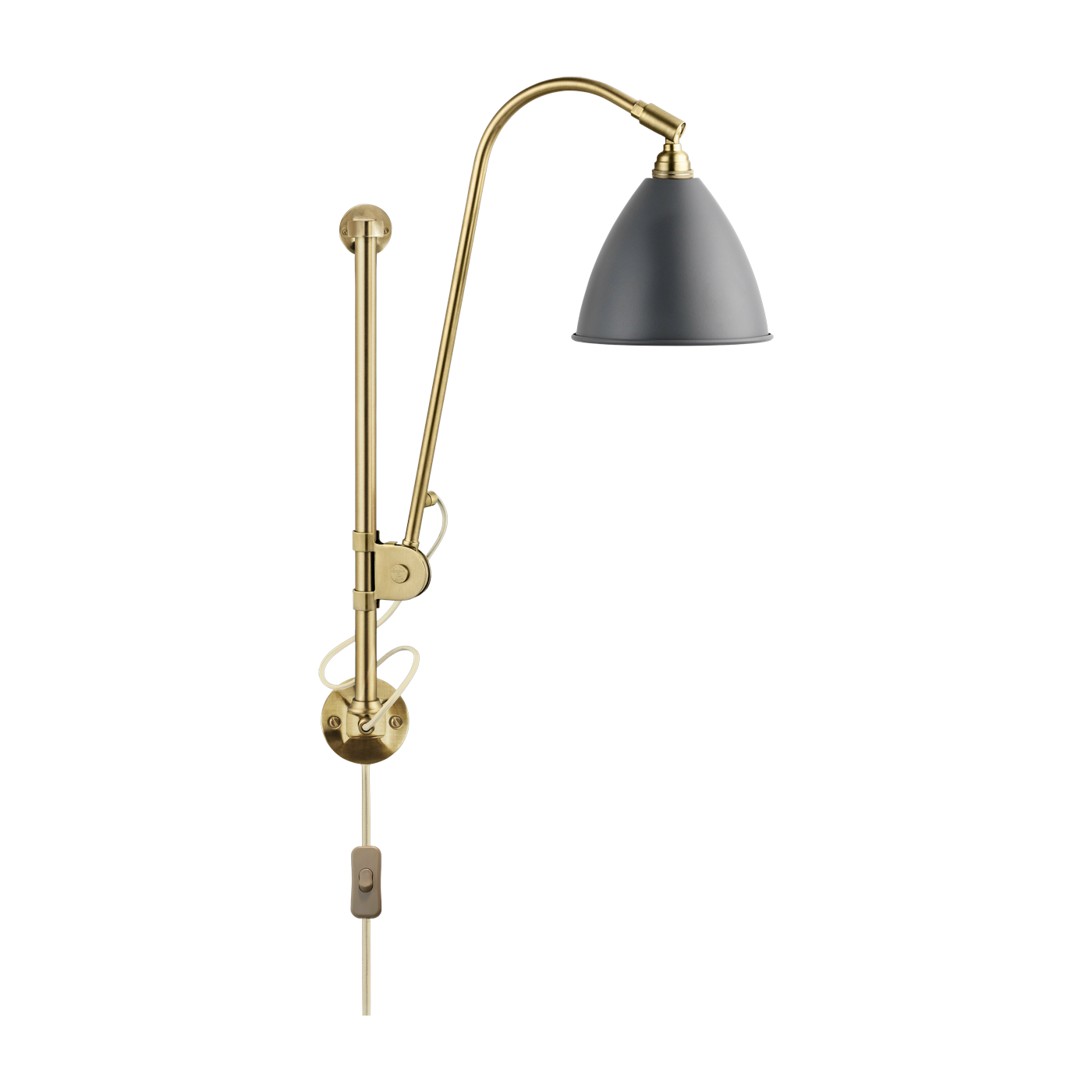 Lampada da parete grigia base in ottone dorato BL5 - Gubi