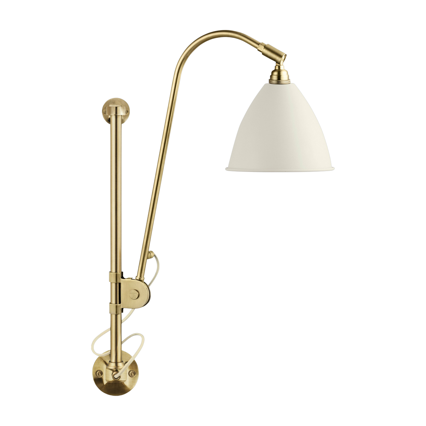 Lampe murale blanche base dorée en laiton BL5 - Gubi