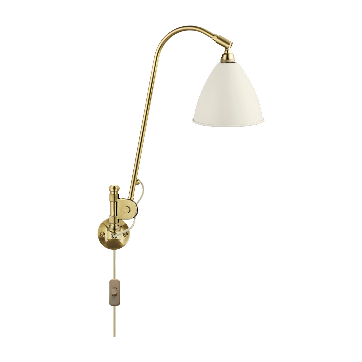Lampe murale blanche base dorée en laiton BL6 - Gubi